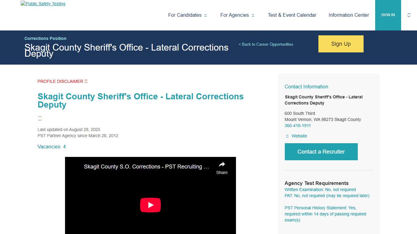 Public Safety Testing - Skagit County Sheriff's Office - Lateral Corrections Deputy